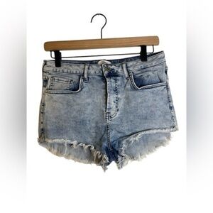Forever 21 Blue Jean Shorts High-Waisted Frayed